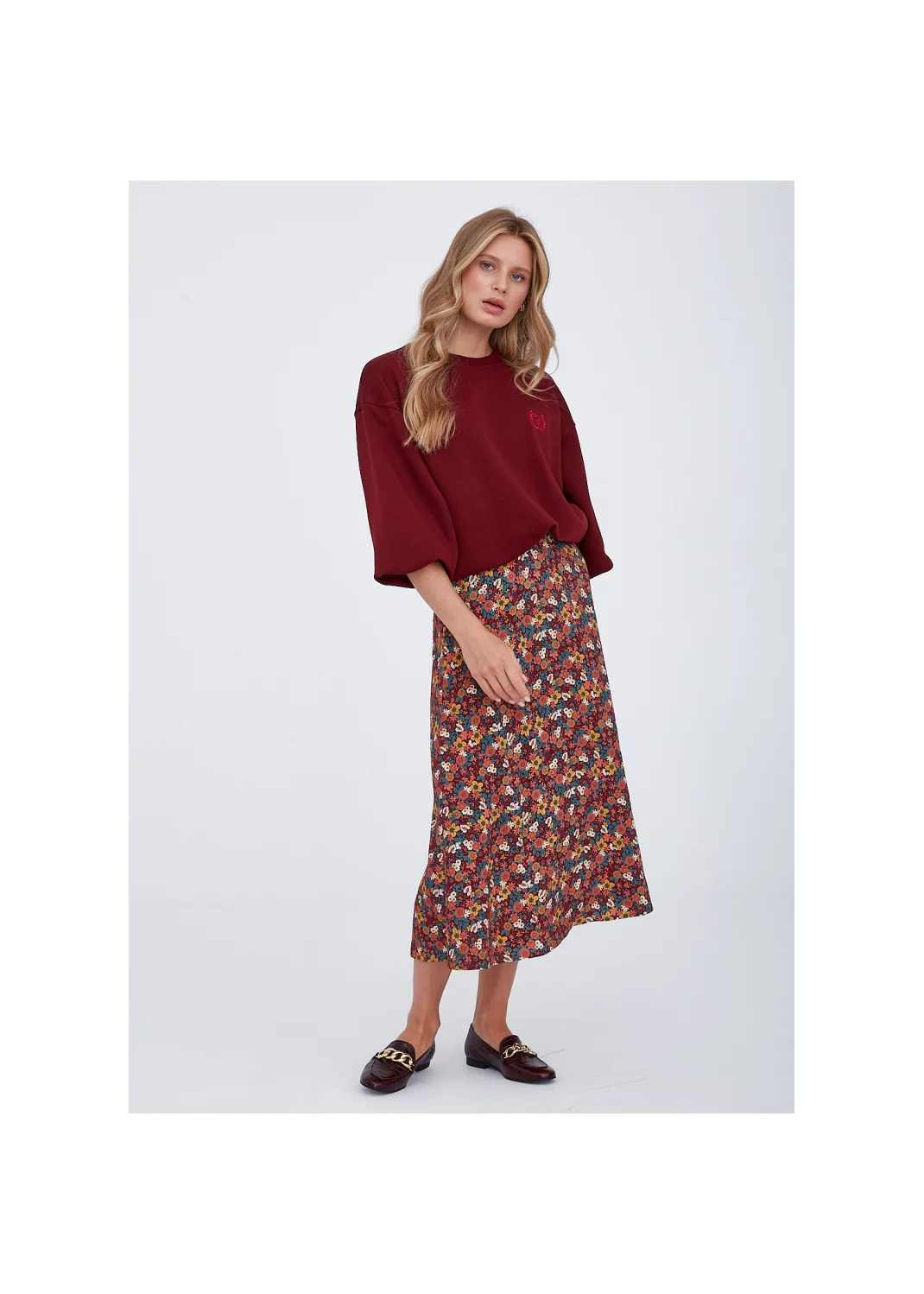 Skirt INGA II burgundy meadow  - 133296