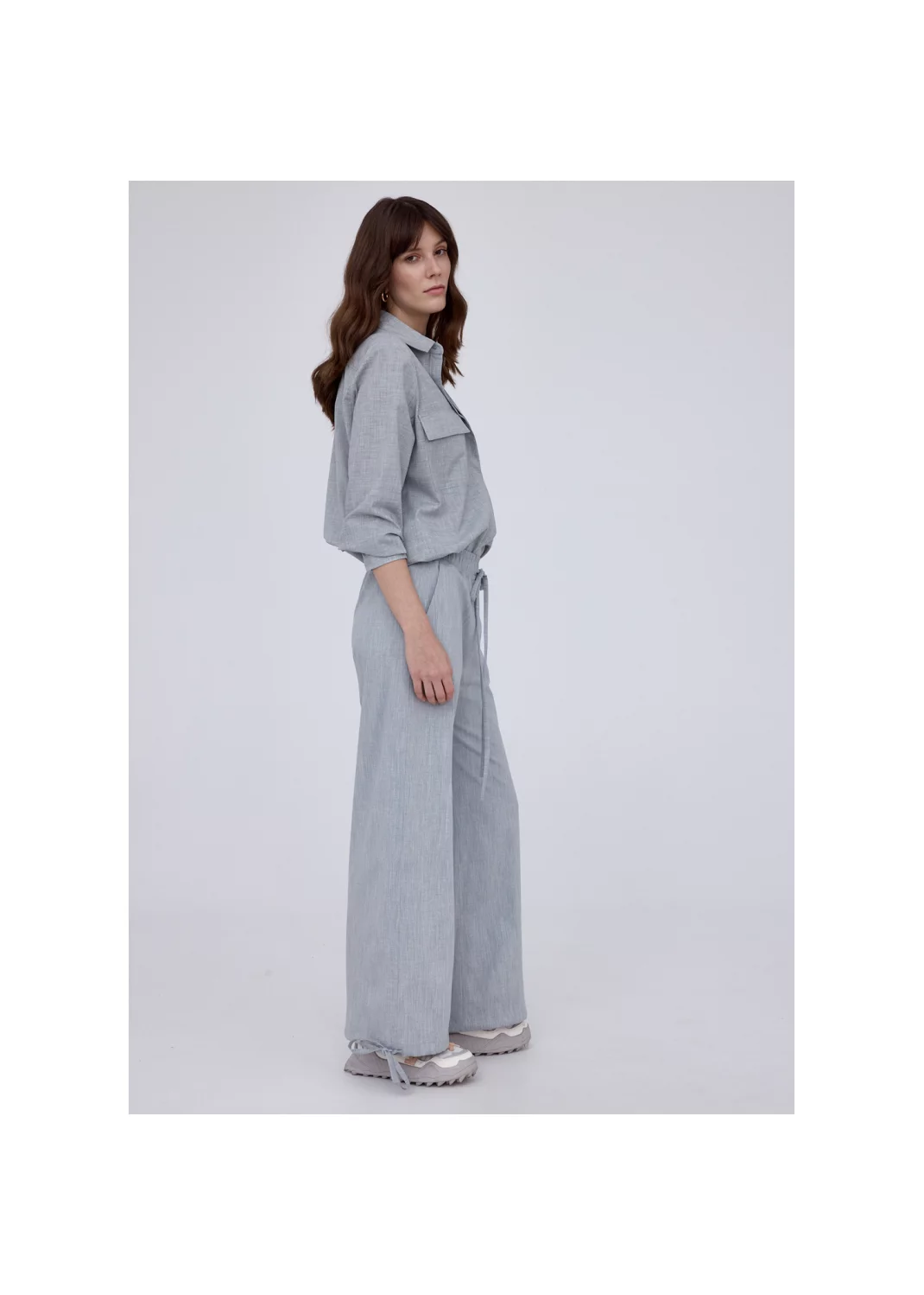 Trousers LORENZA grey melange  - 124979