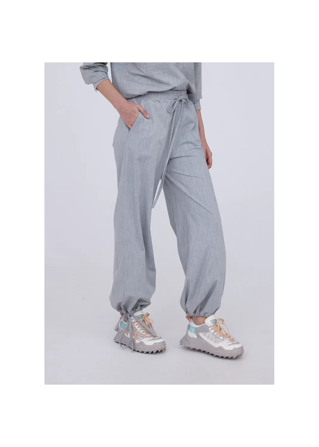 Trousers LORENZA grey melange  - 124980