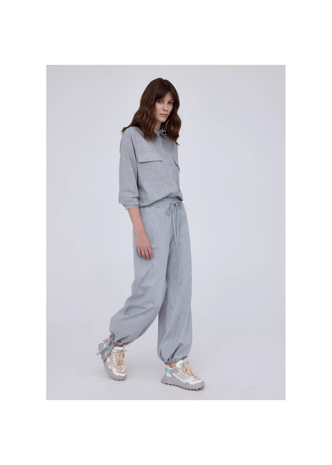 Trousers LORENZA grey melange  - 124982