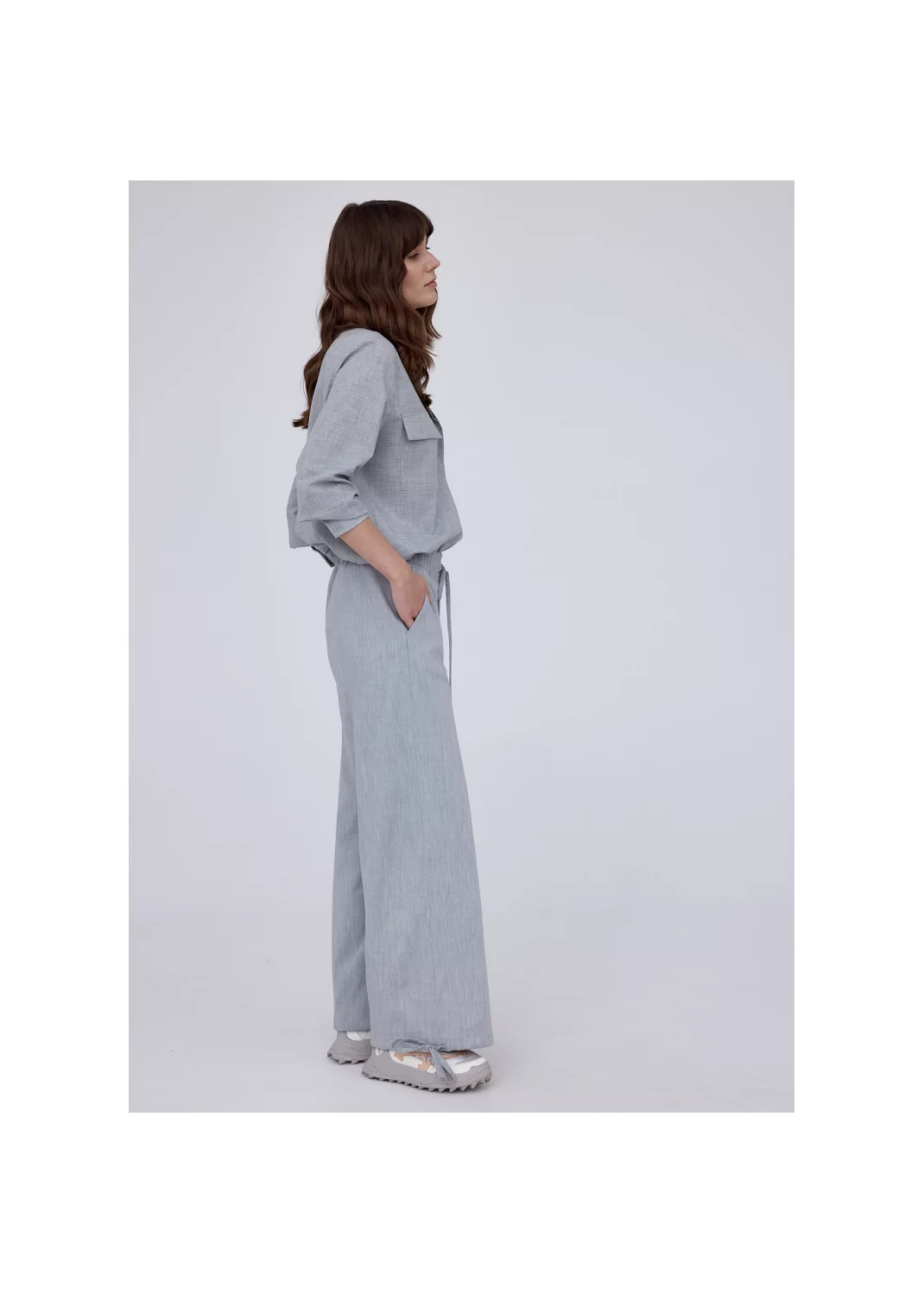 Trousers LORENZA grey melange  - 124983