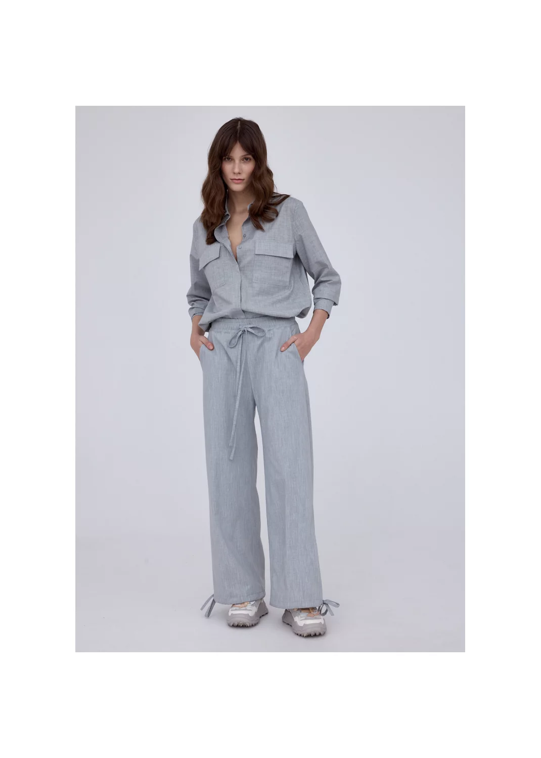 Trousers LORENZA grey melange  - 124984