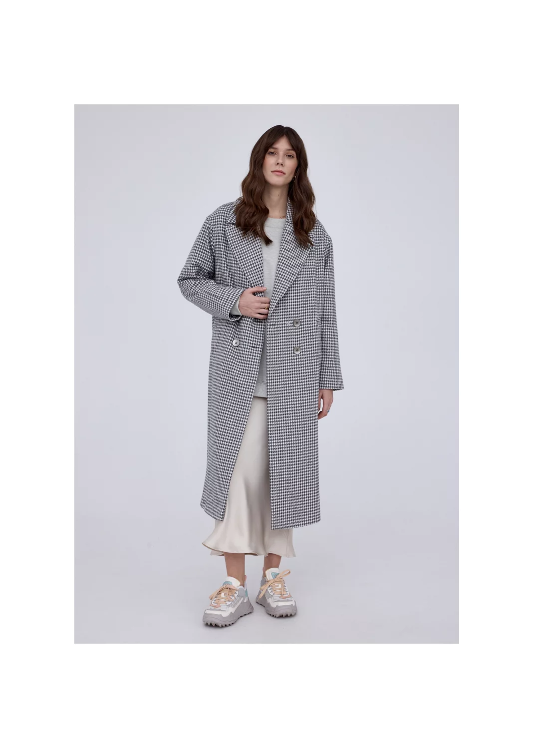 Coat NICOLA grey houndstooth  - 127865