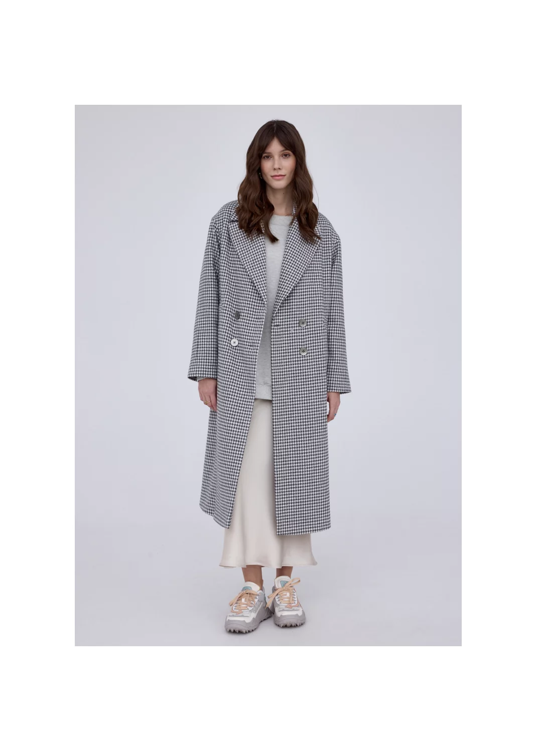 Coat NICOLA grey houndstooth  - 127866