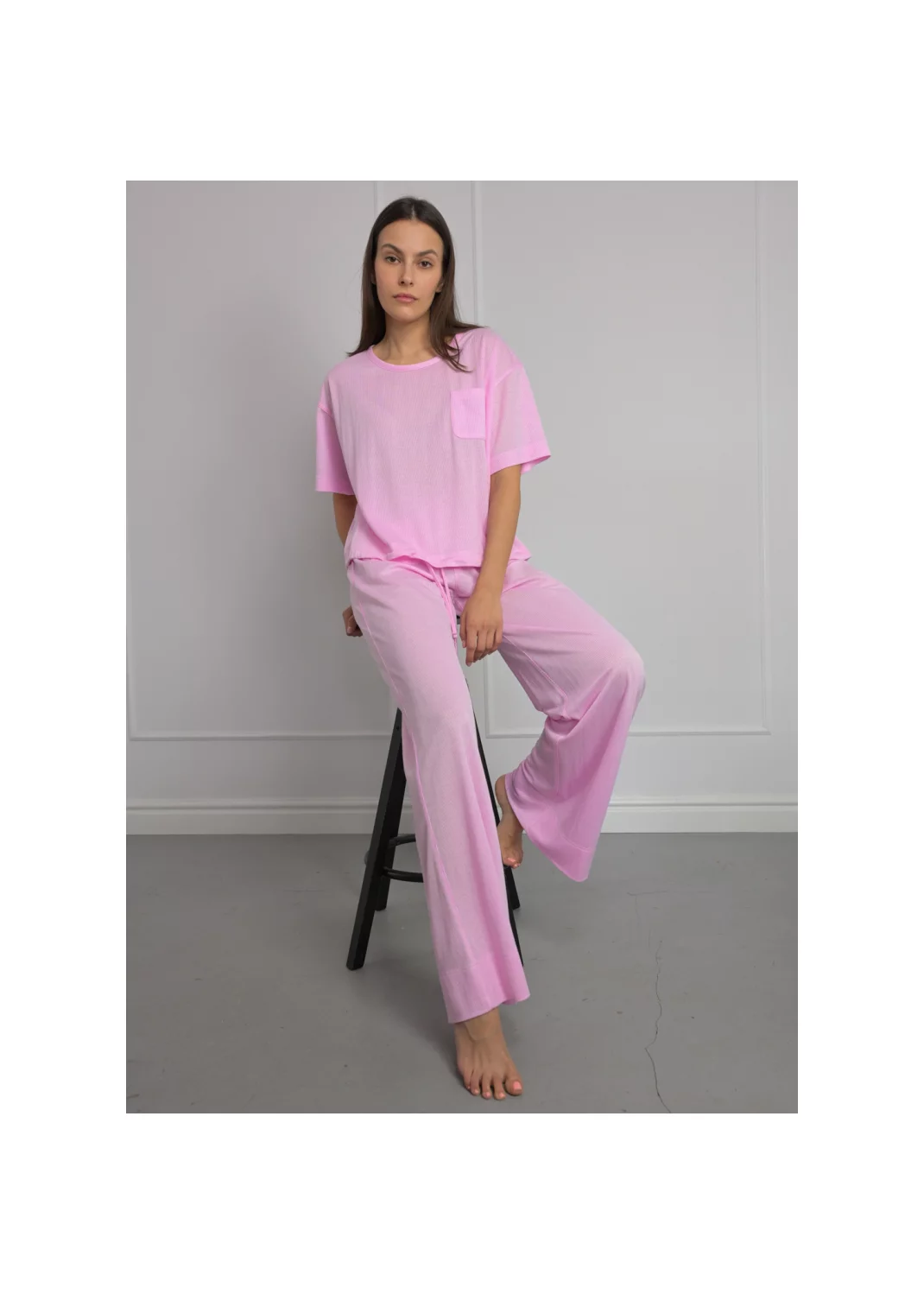 Trousers VICTORIA pink striped - 125409