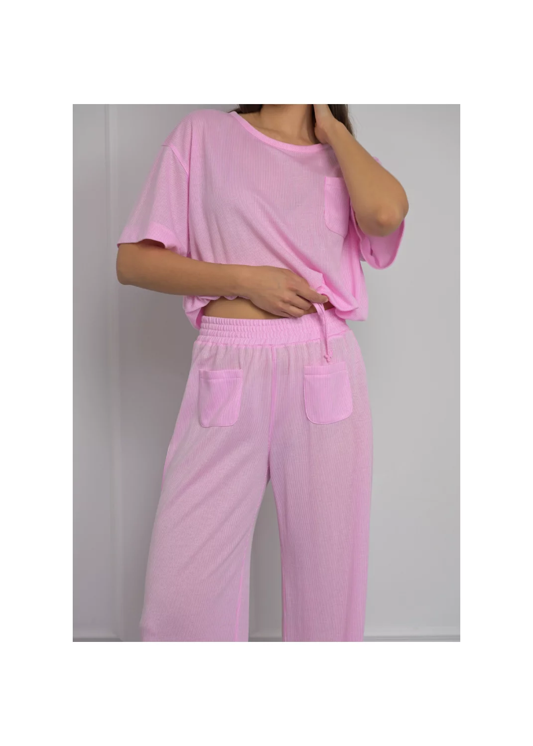 Trousers VICTORIA pink striped - 125411