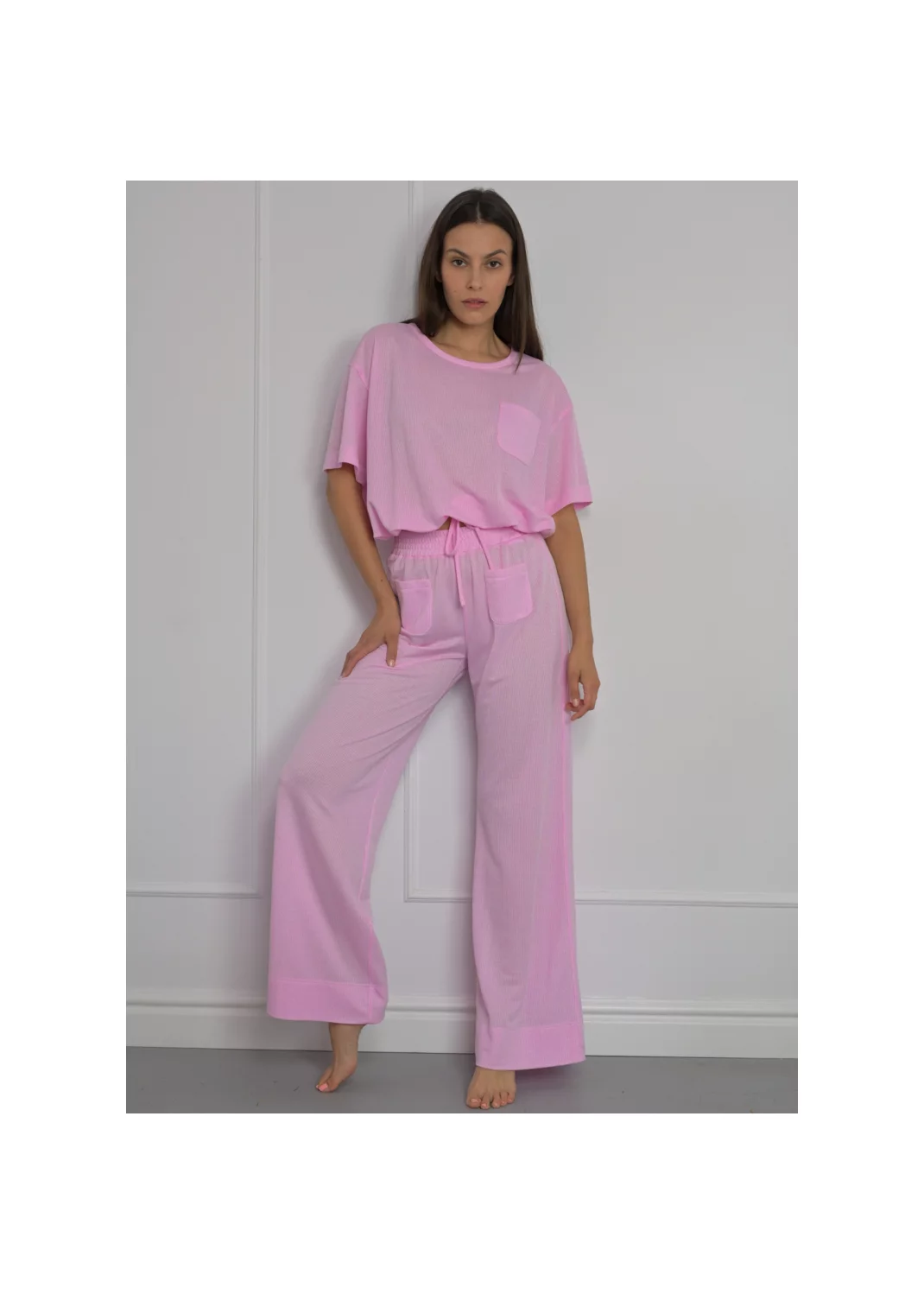 Trousers VICTORIA pink striped - 125412