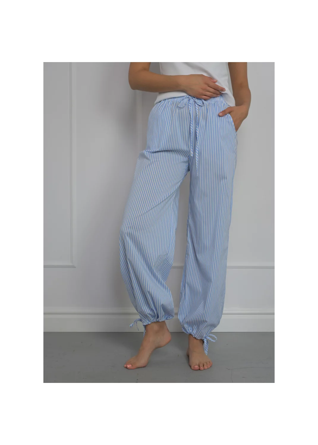 Trousers WENDY blue striped  - 128251