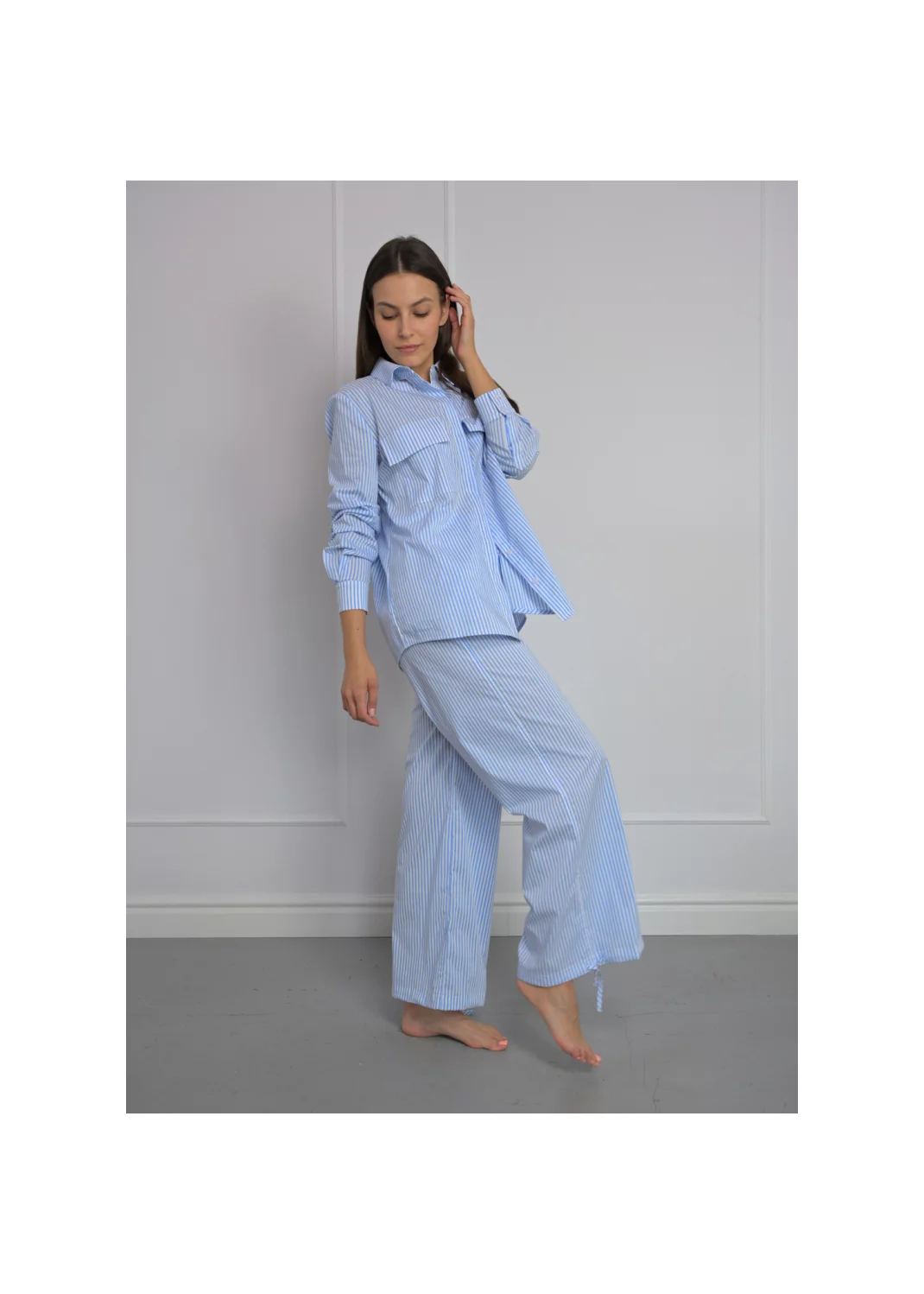 Trousers WENDY blue striped  - 128254