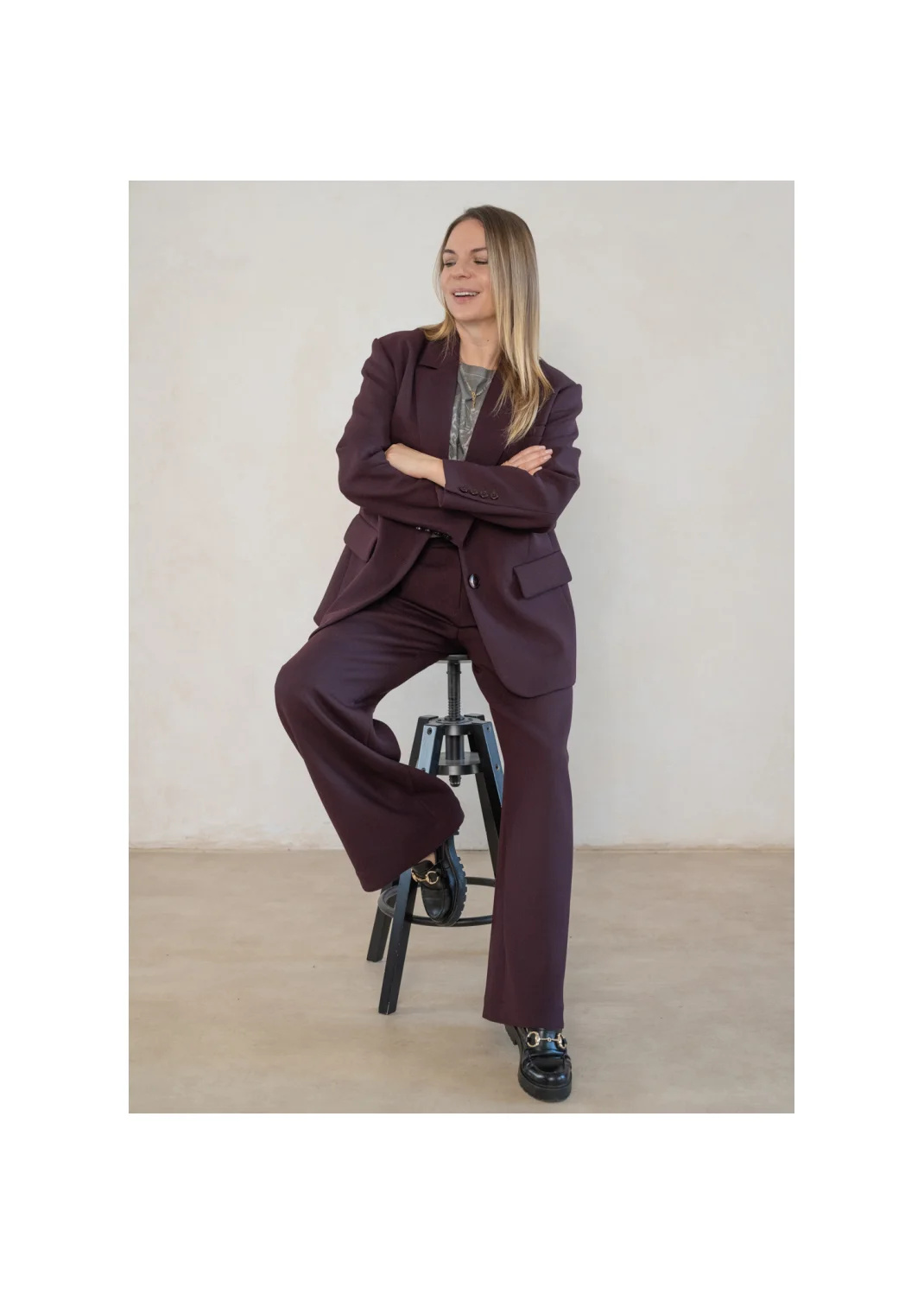 Trousers FORDEPIA burgundy - 128388