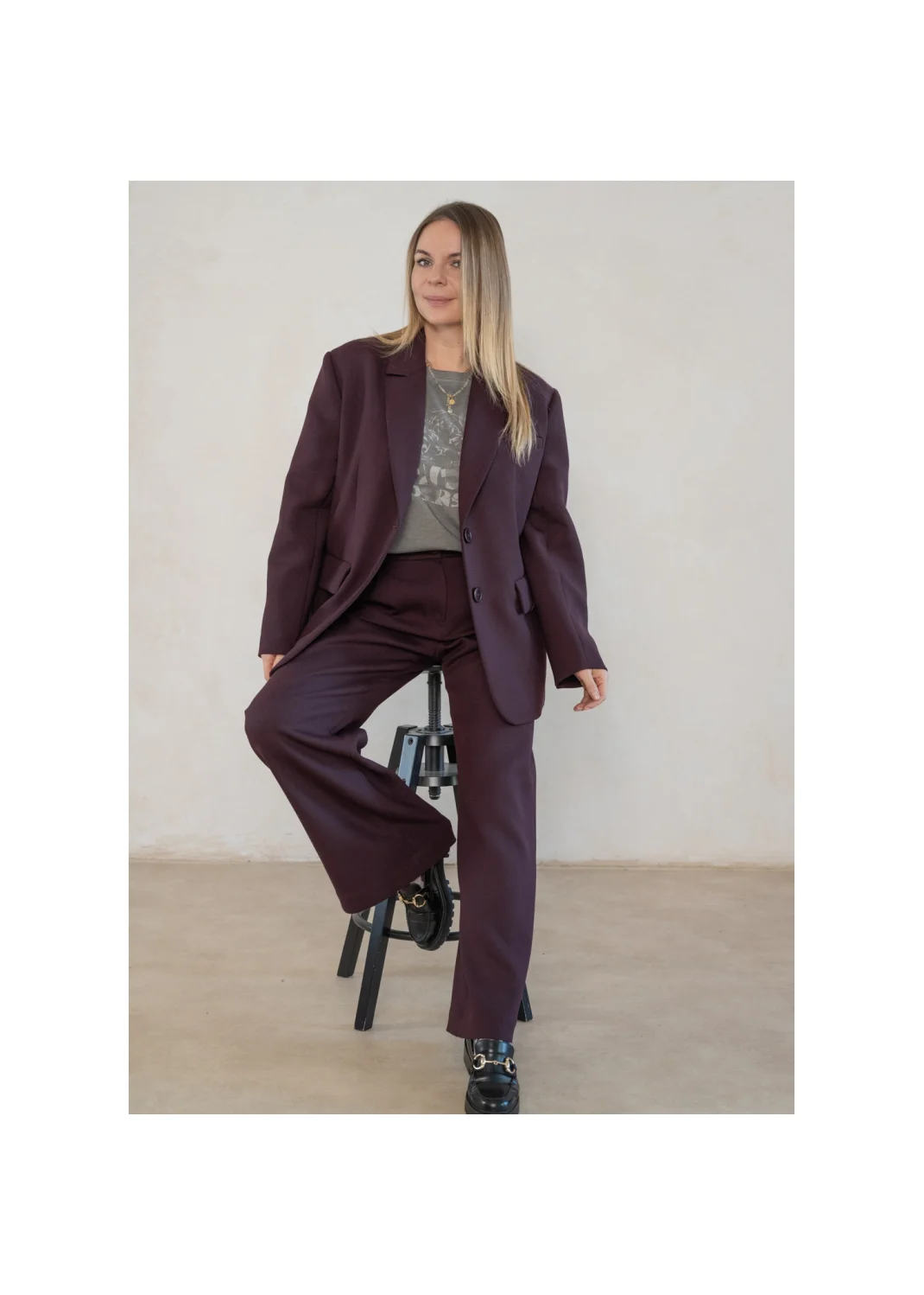 Trousers FORDEPIA burgundy - 128389