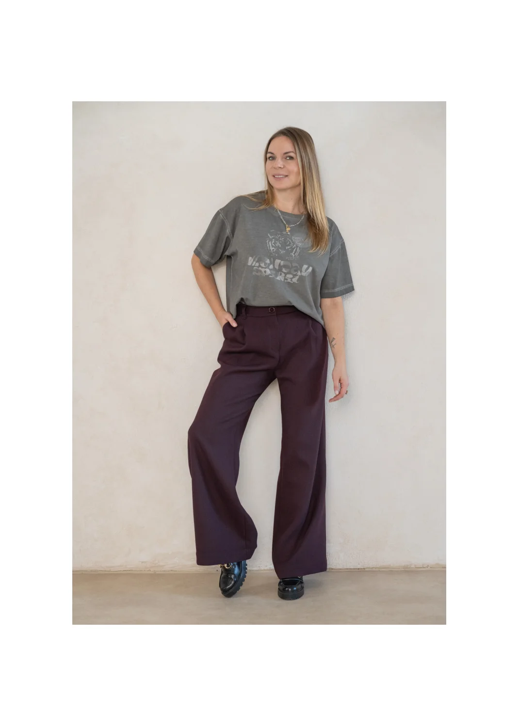 Trousers FORDEPIA burgundy - 128390