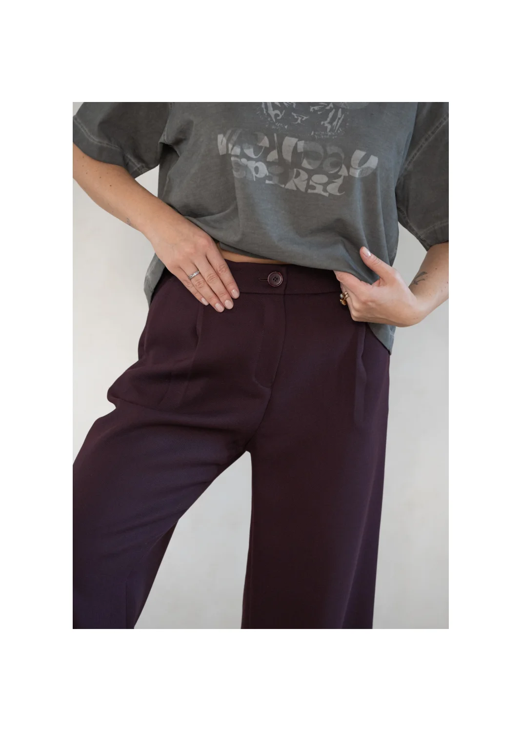 Trousers FORDEPIA burgundy - 128392