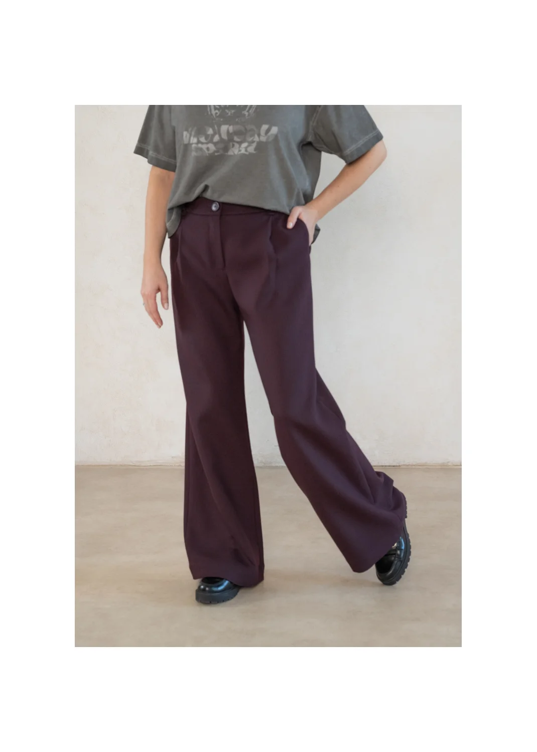 Trousers FORDEPIA burgundy - 128393