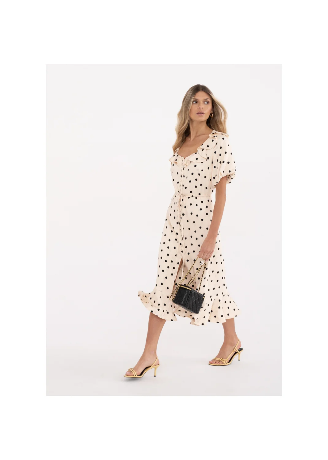 Dress CORTINA beige polka dots - 148059