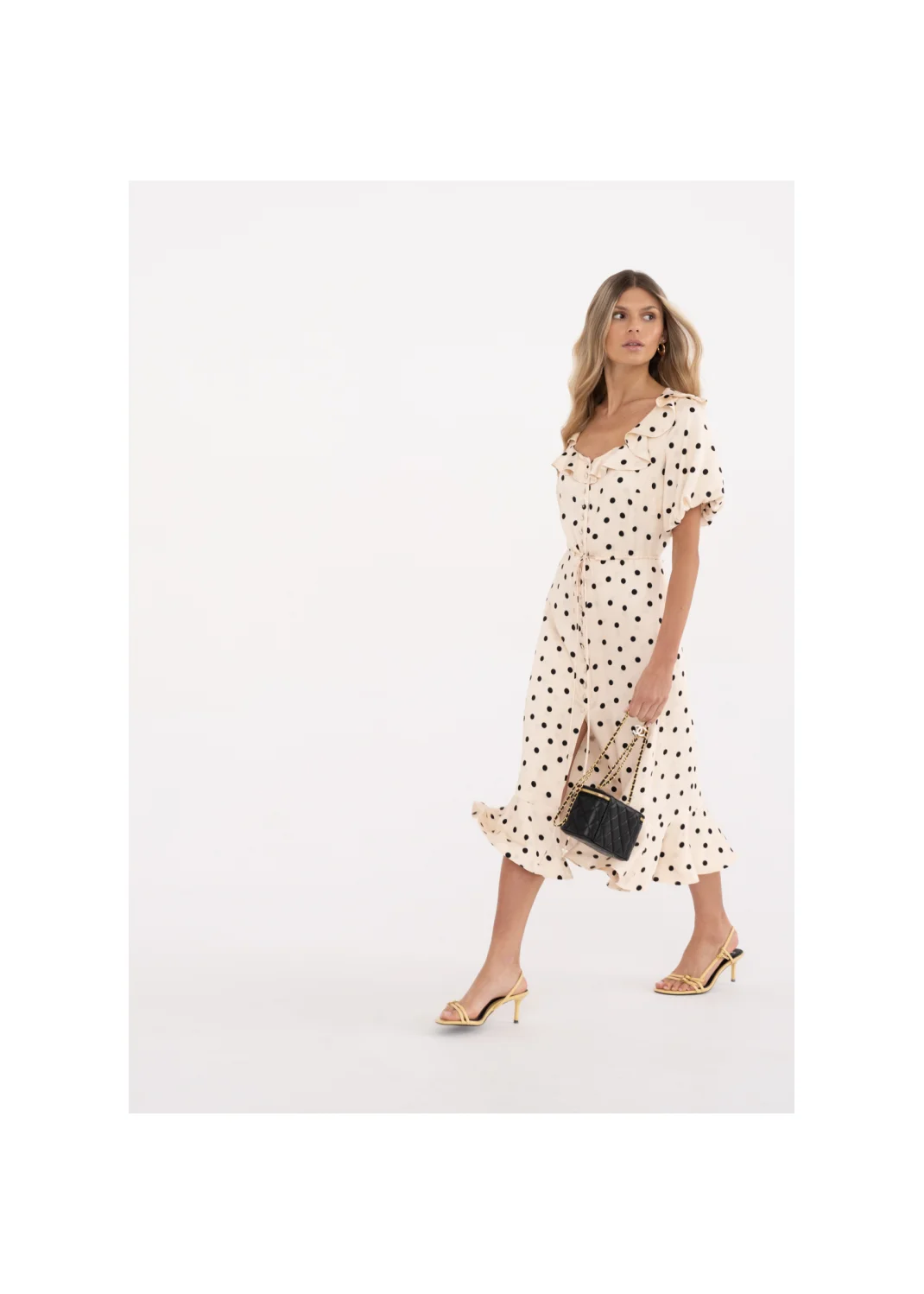 Dress CORTINA beige polka dots - 148062