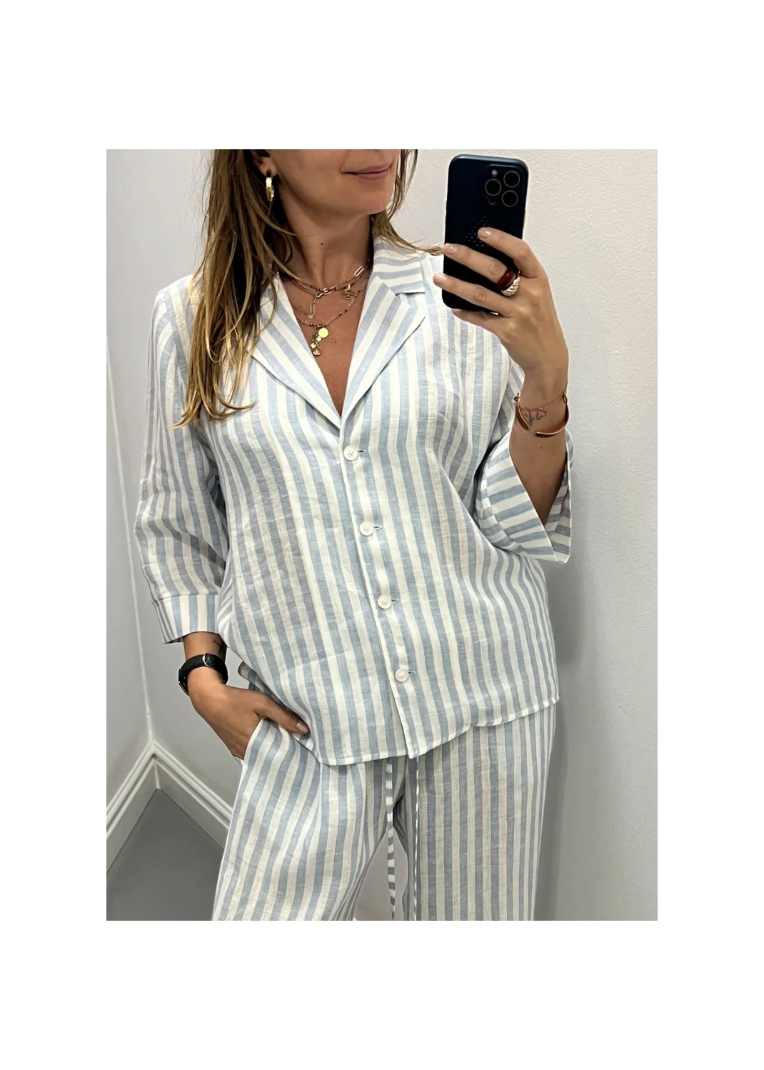 Shirt CRETE striped linen - 149906