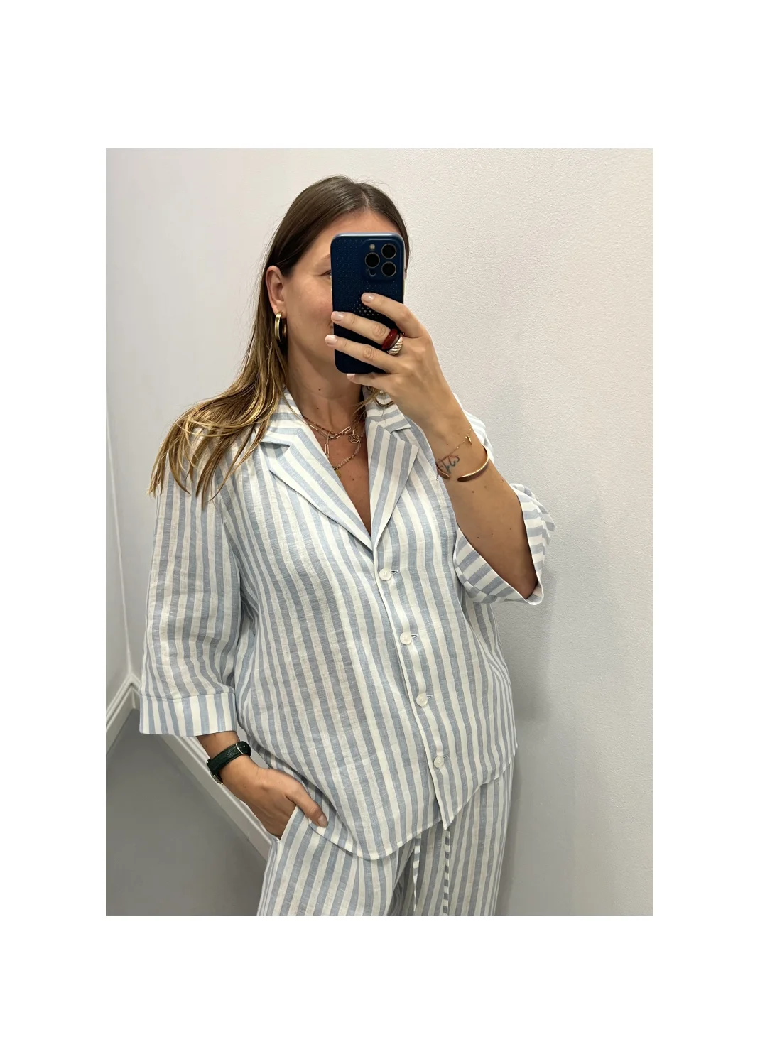 Shirt CRETE striped linen - 149907