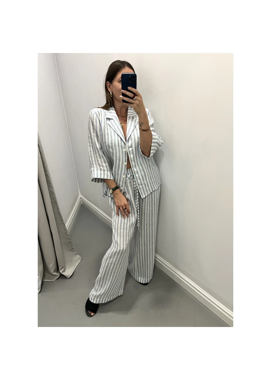 Pants SARDYNIA stripes linen - 149894