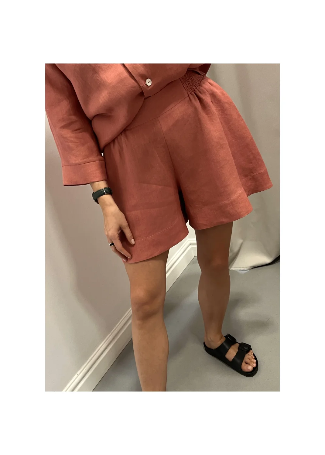 Shorts RUE pink linen - 149975