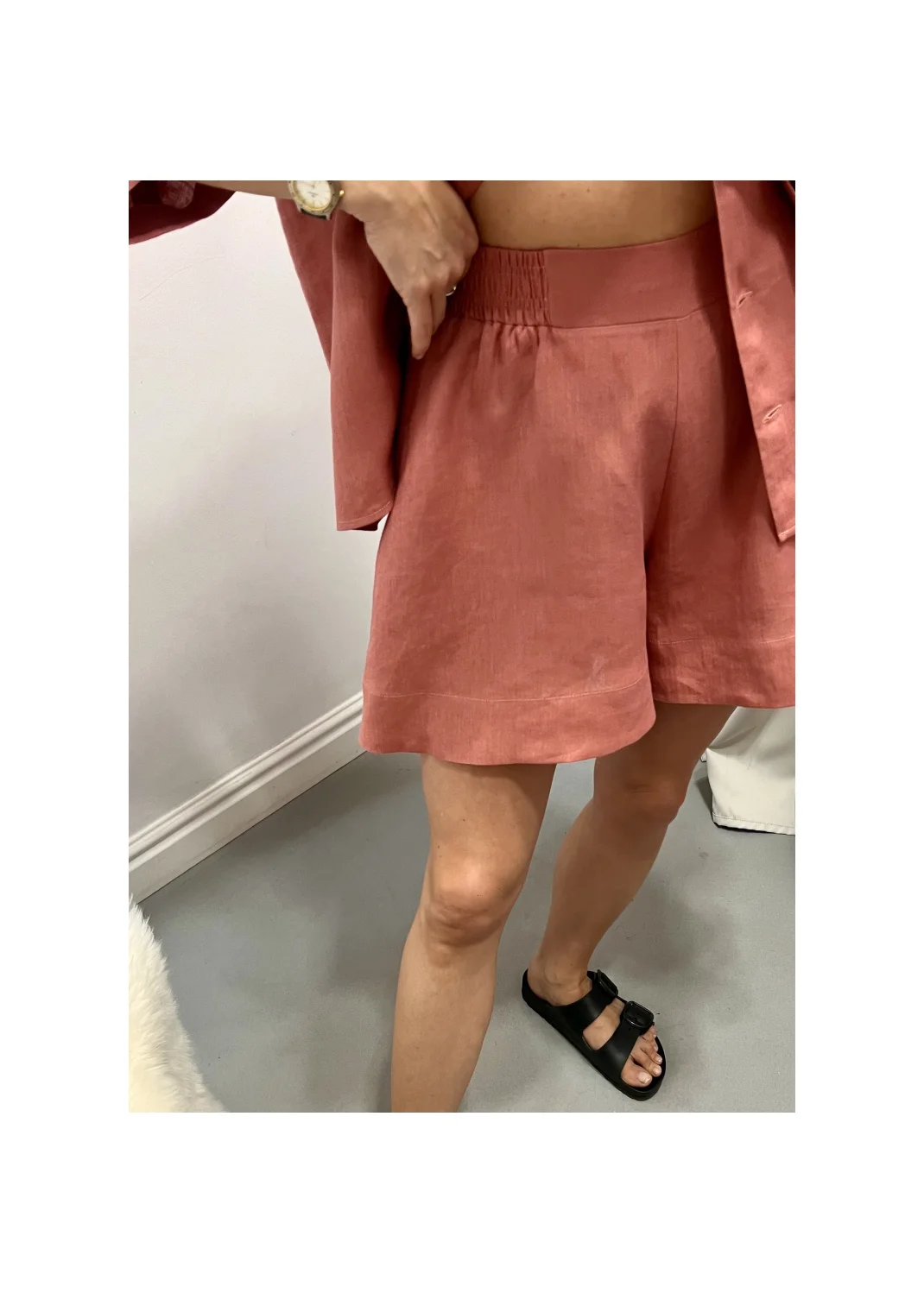 Shorts RUE pink linen - 149979