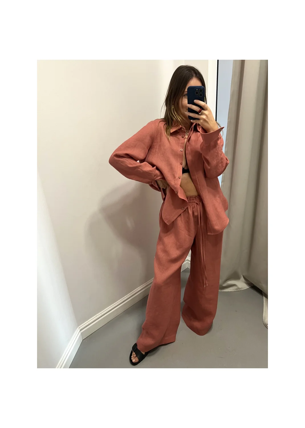 Shirt SARDYNIA pink linen - 149966