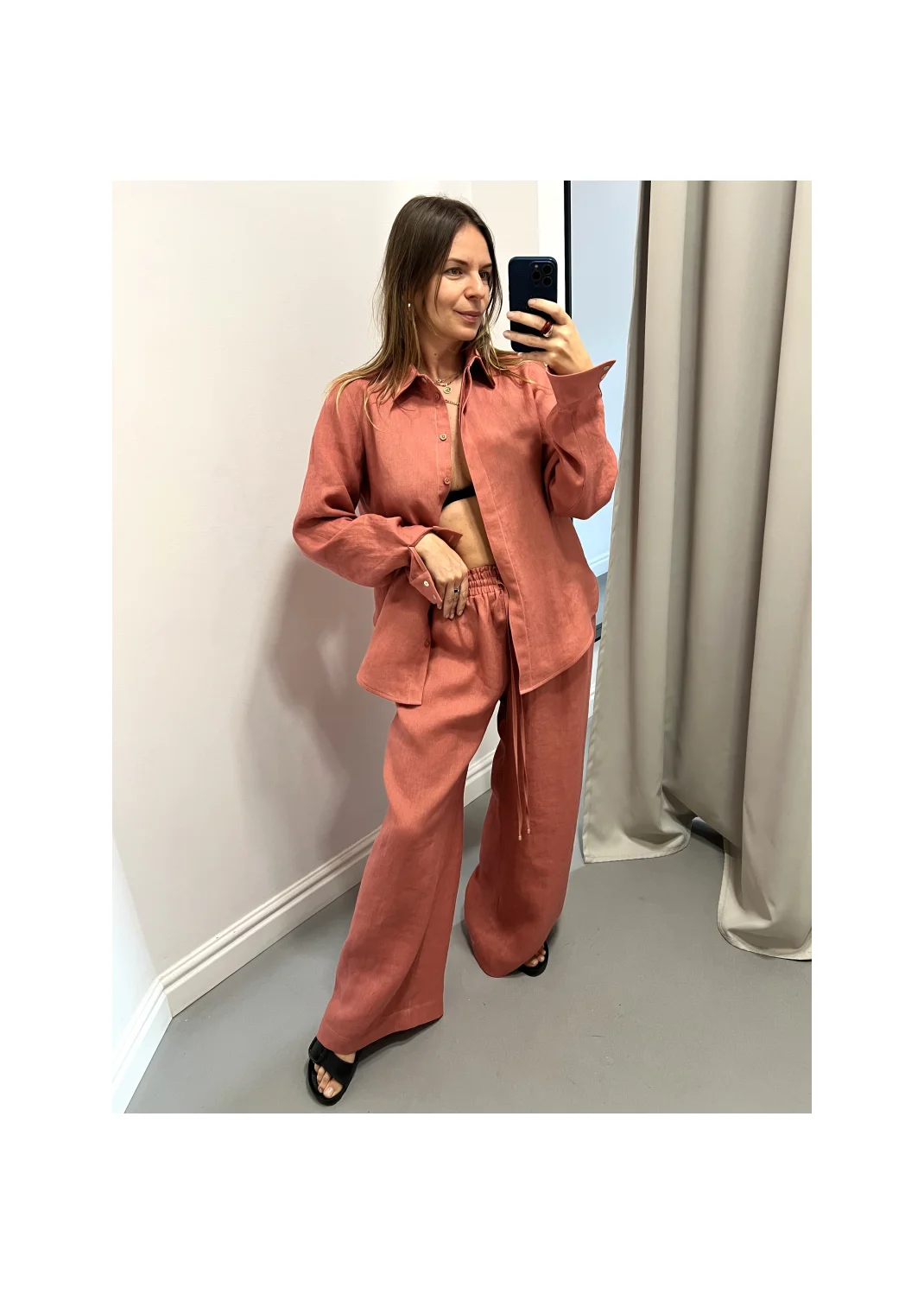Shirt SARDYNIA pink linen - 149967