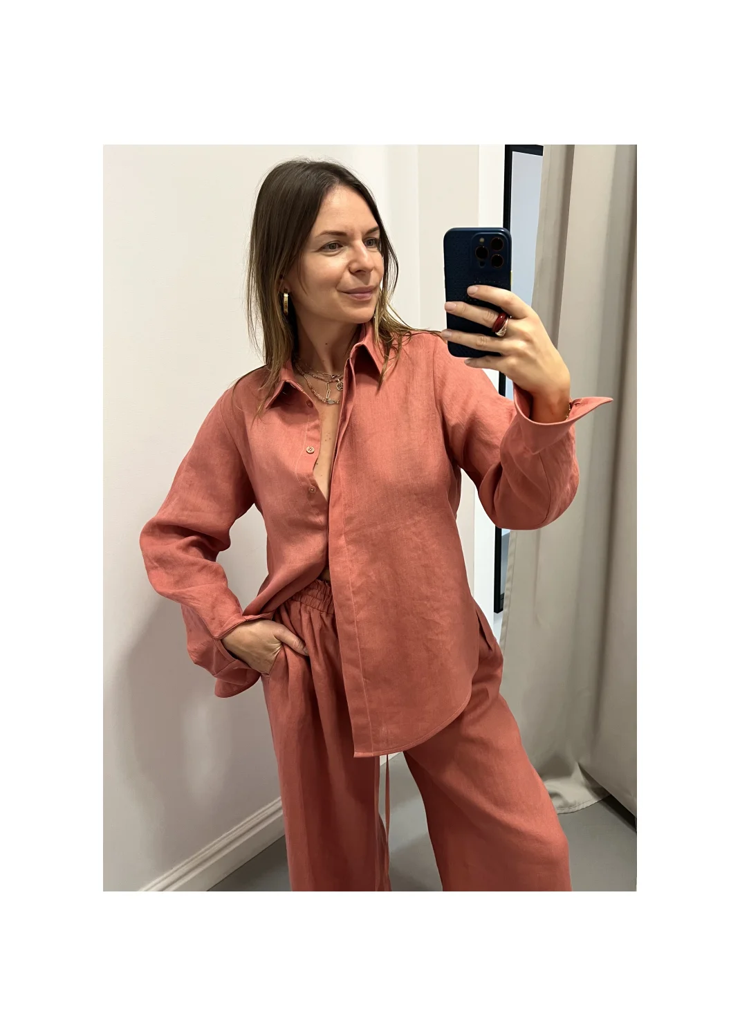 Shirt SARDYNIA pink linen - 149971