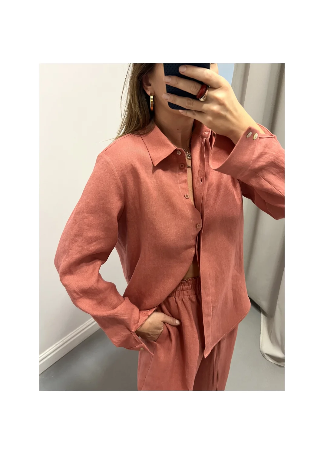 Shirt SARDYNIA pink linen - 149972