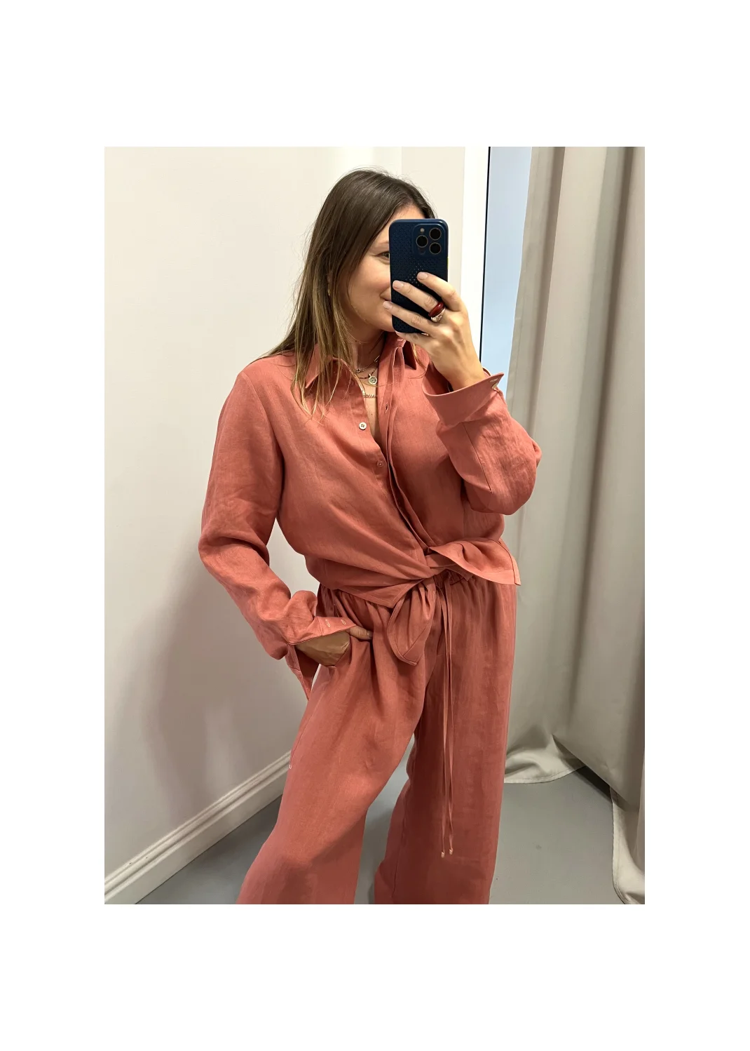 Shirt SARDYNIA pink linen - 149974