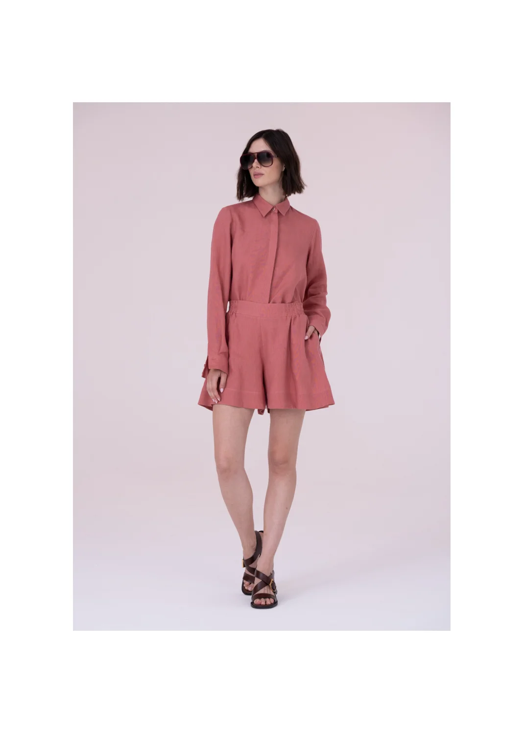 Shorts RUE pink linen - 153686