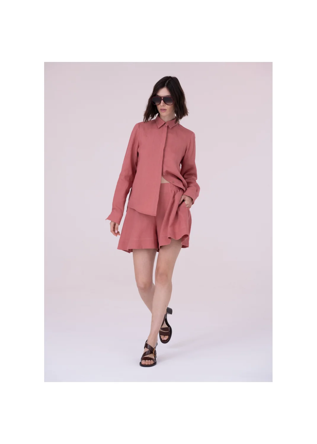 Shorts RUE pink linen - 153687