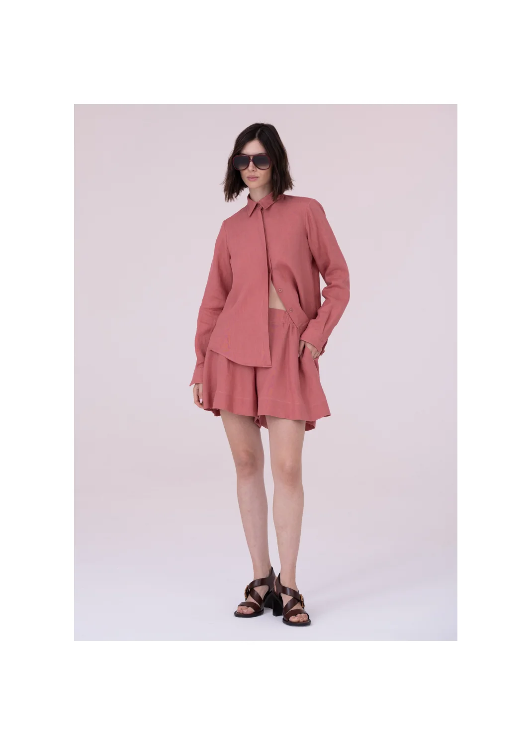 Shorts RUE pink linen - 153688
