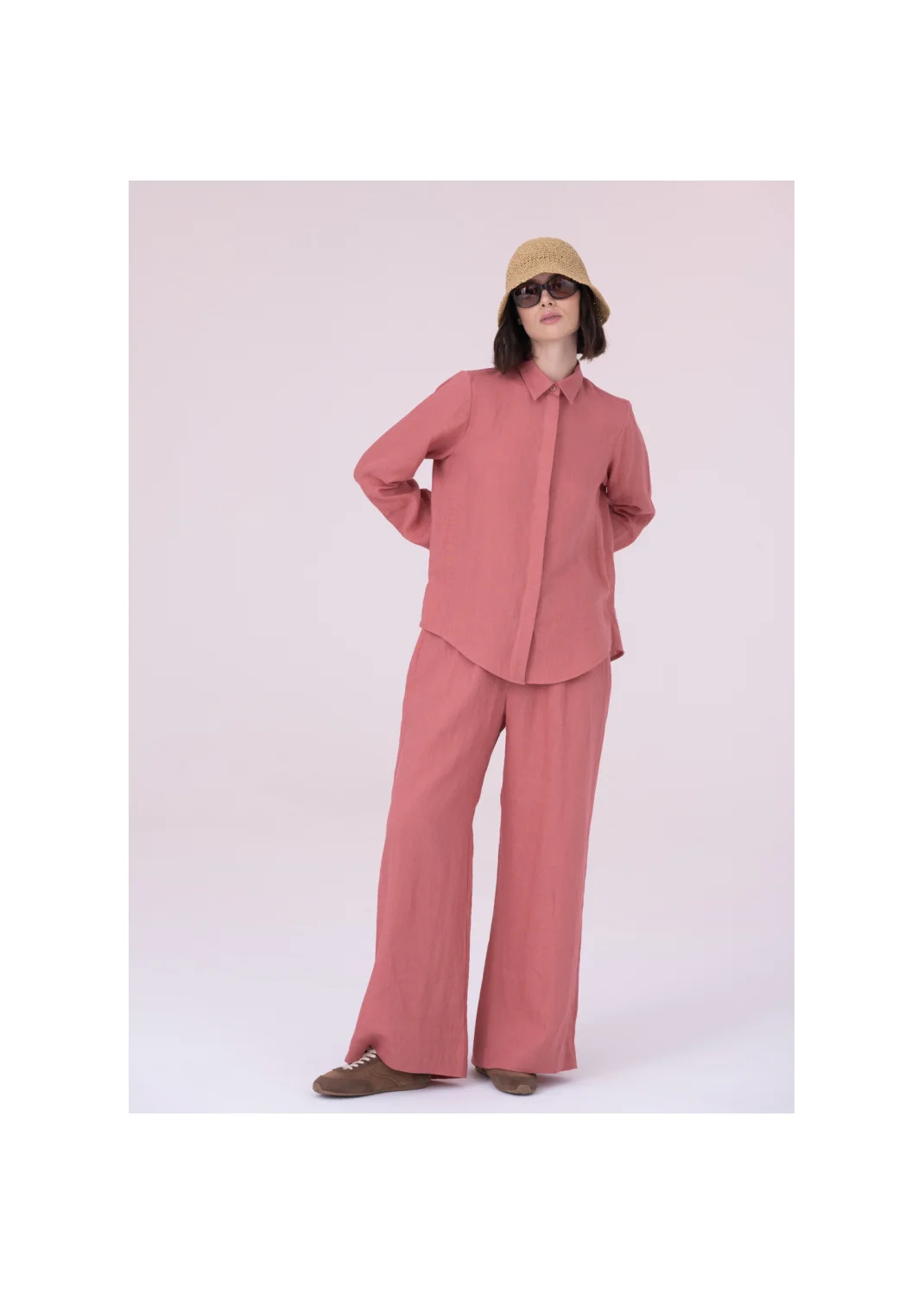 Pants SARDYNIA pink linen - 153690