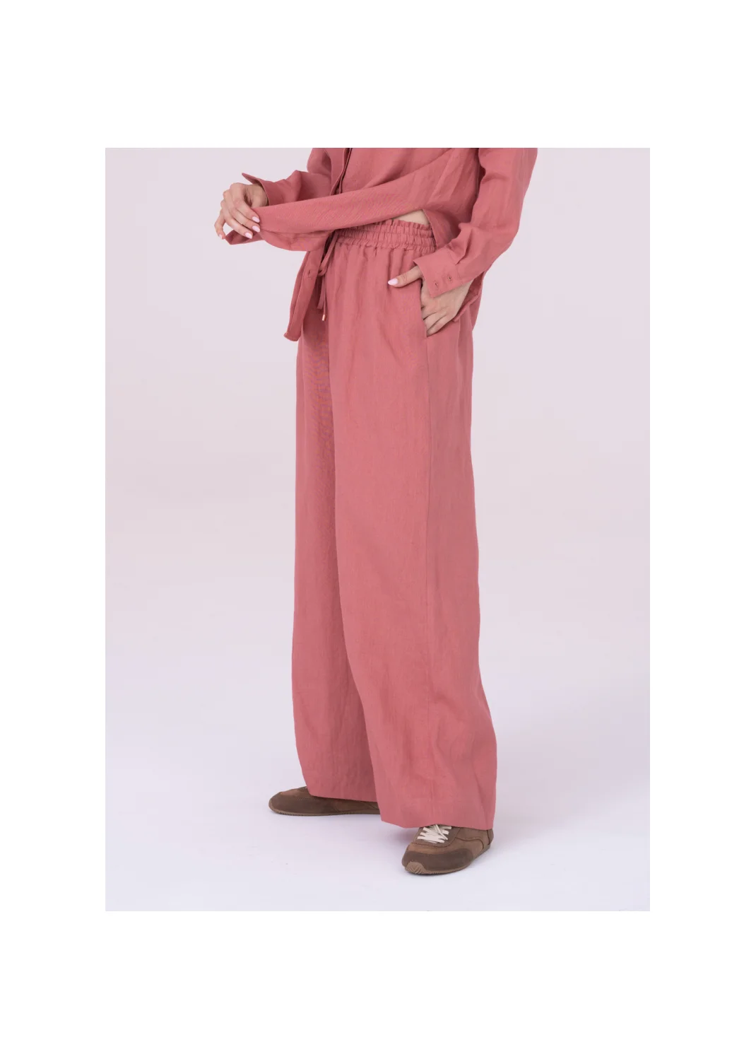 Pants SARDYNIA pink linen - 153693