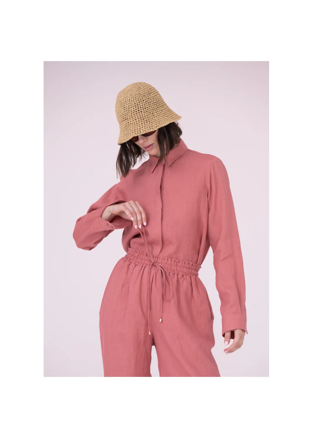 Shirt SARDYNIA pink linen - 153762
