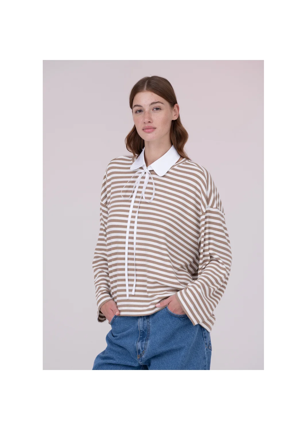 Sweatshirt DANIELLA striped brown - 156155