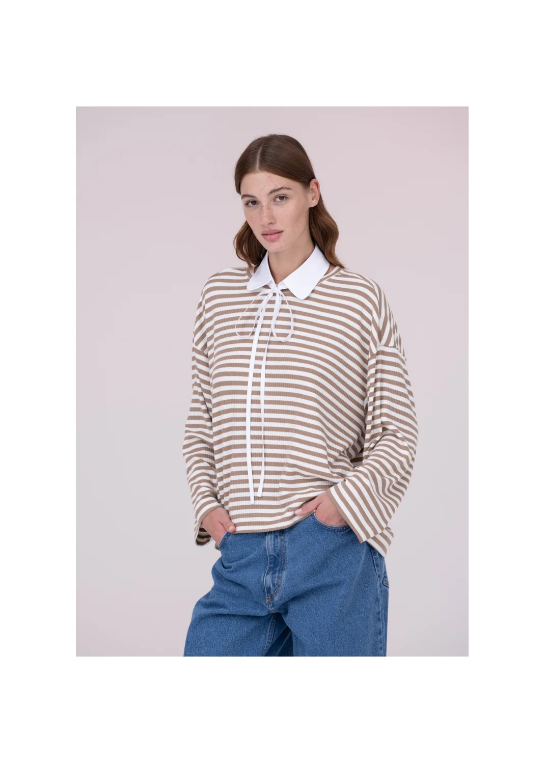 Sweatshirt DANIELLA striped brown - 156156