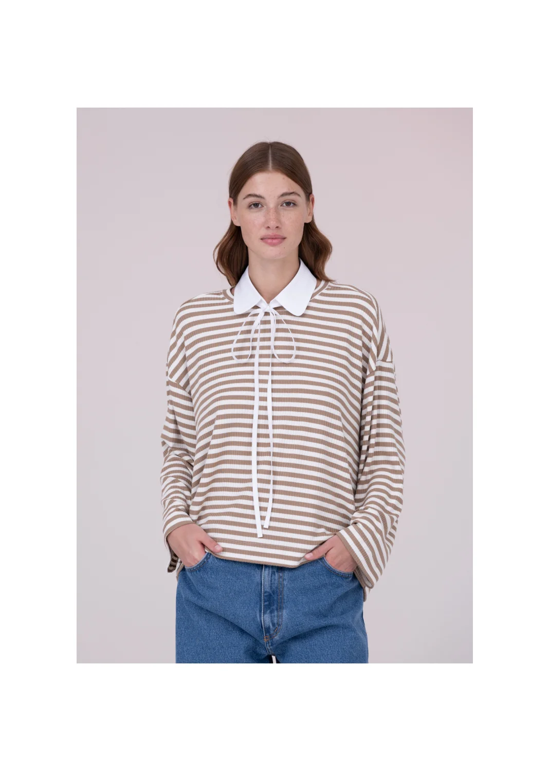Sweatshirt DANIELLA striped brown - 156157