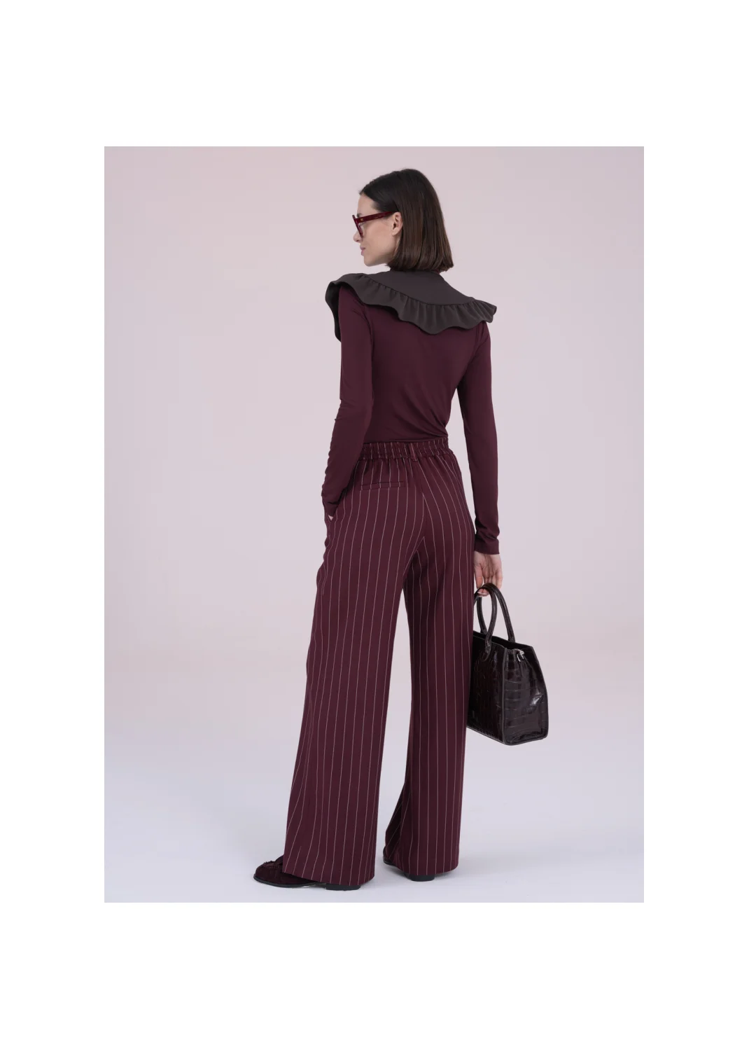 Trousers HEDERA striped burgundy - 162910