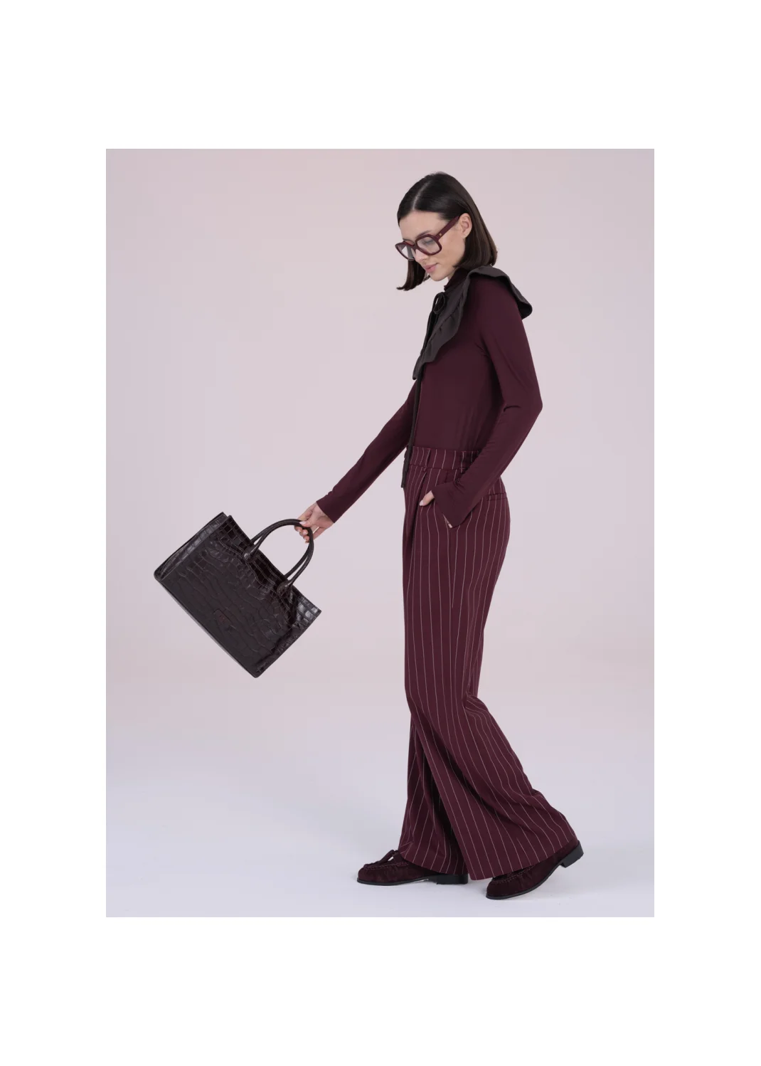 Trousers HEDERA striped burgundy - 162911