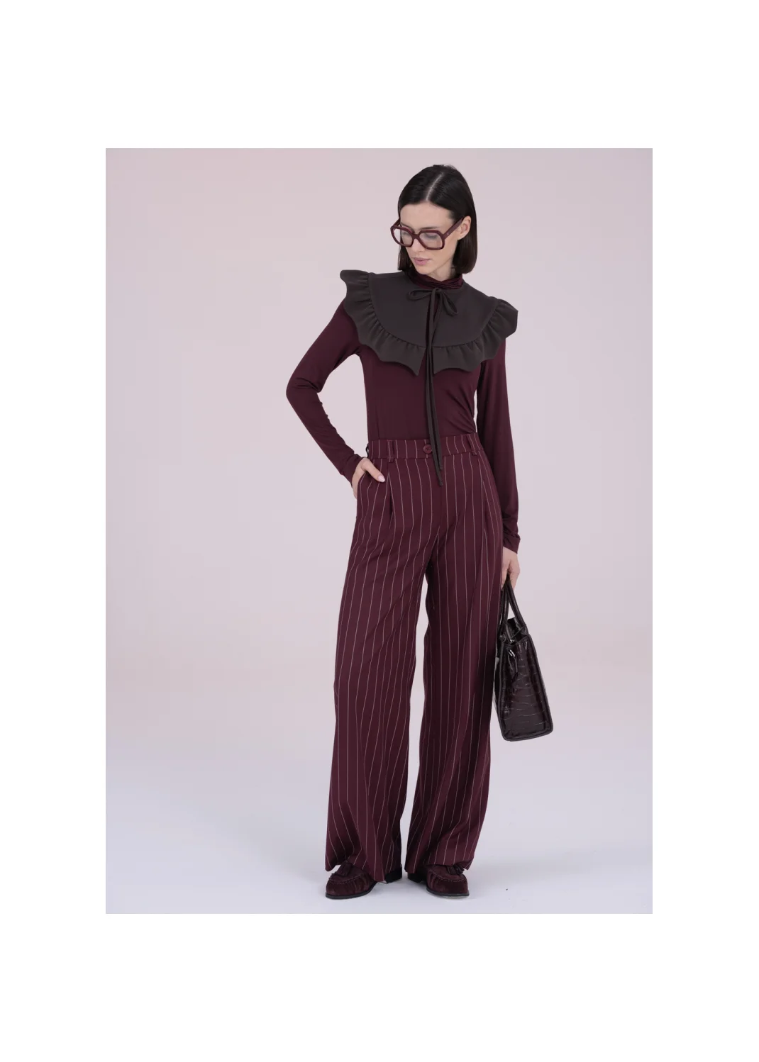 Trousers HEDERA striped burgundy - 162912