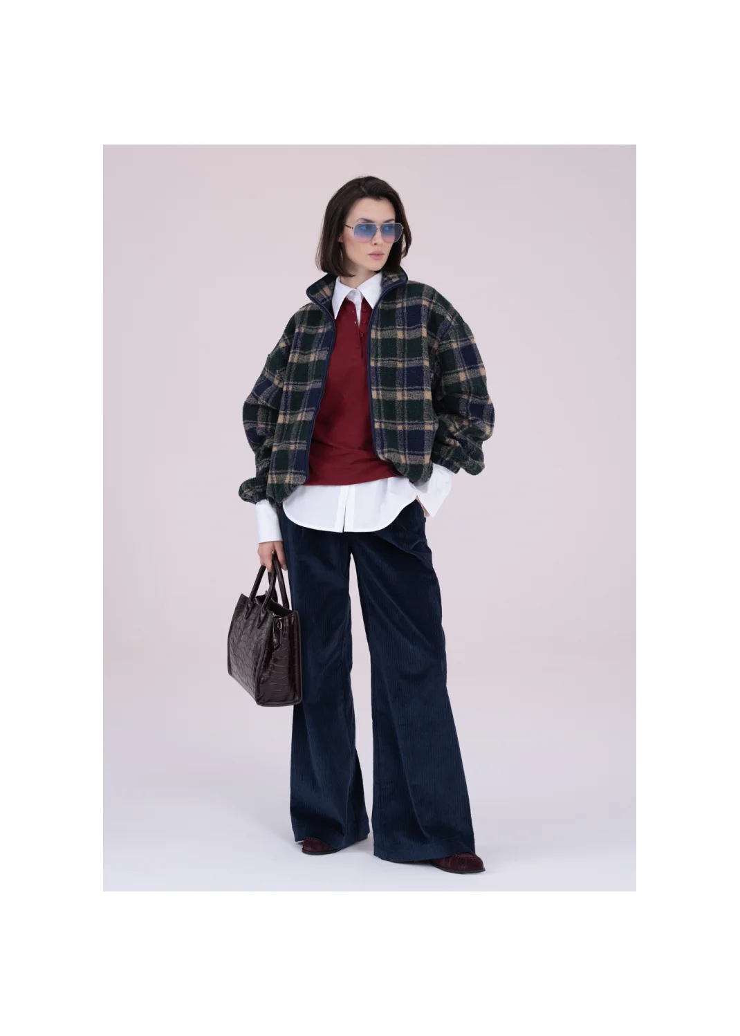 Fleece sweatshirt LOREN check - 162857