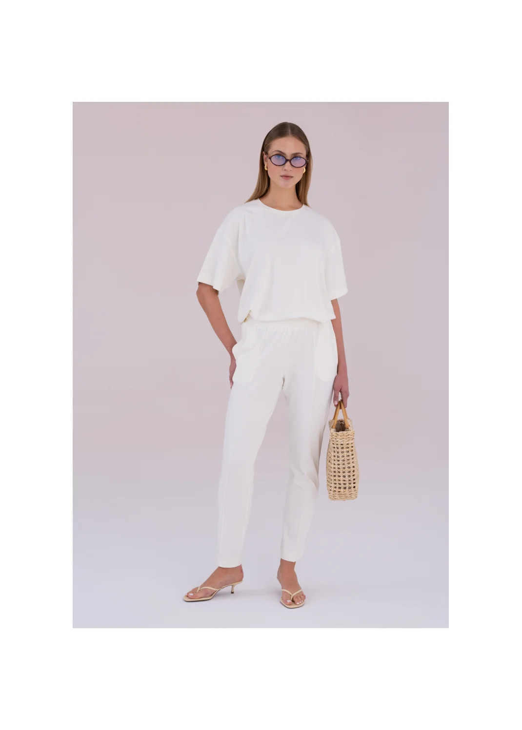 RUBY ecru trousers - 189048