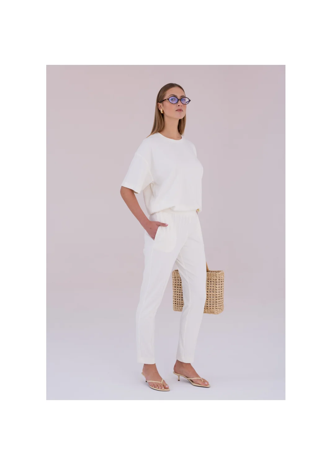 RUBY ecru trousers - 189049