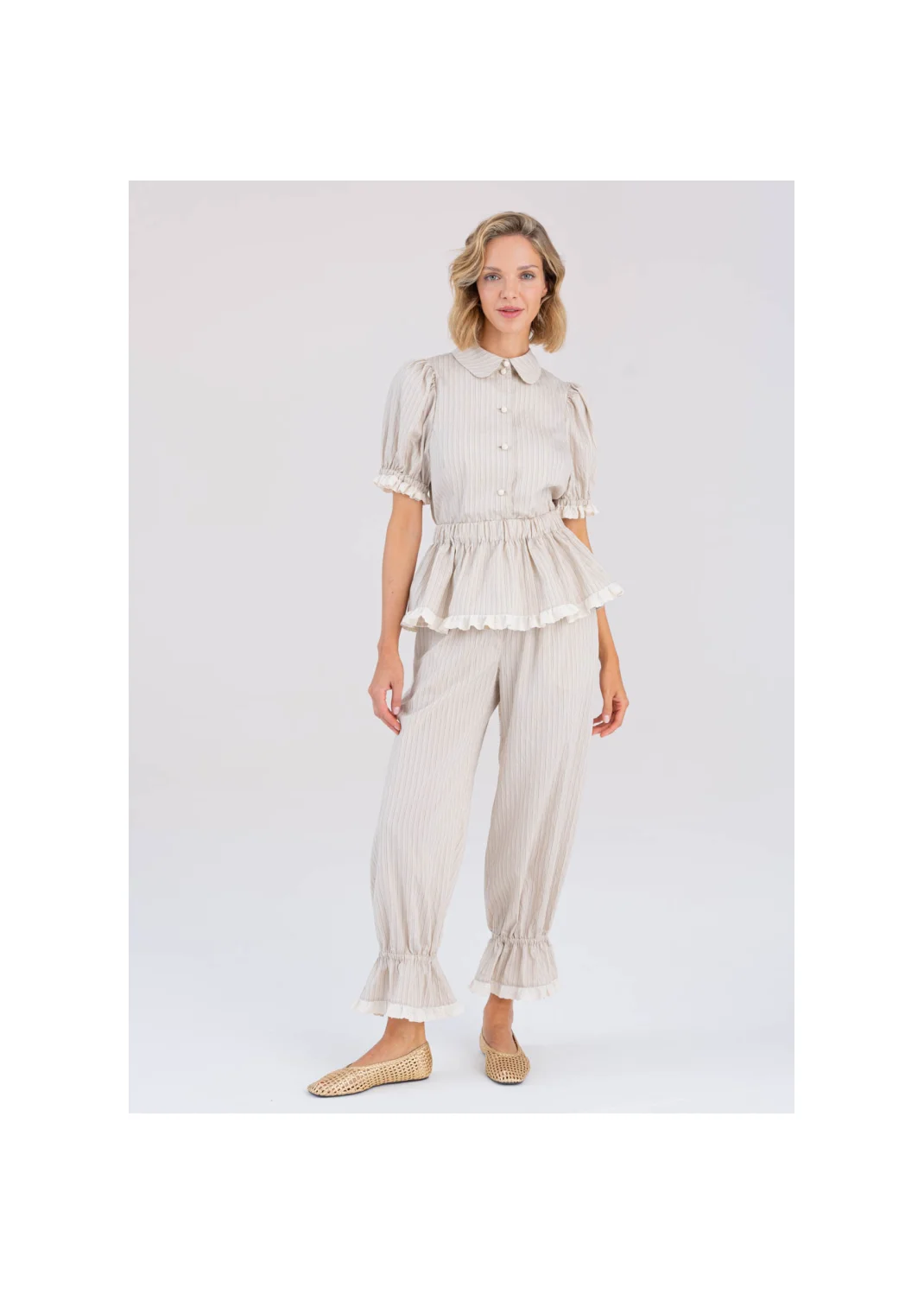  LEYLA trousers striped beige - 194492