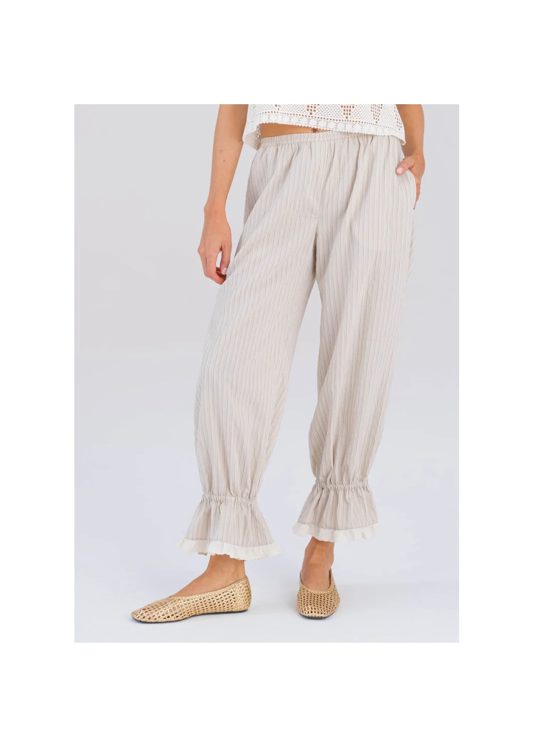  LEYLA trousers striped beige - 194496