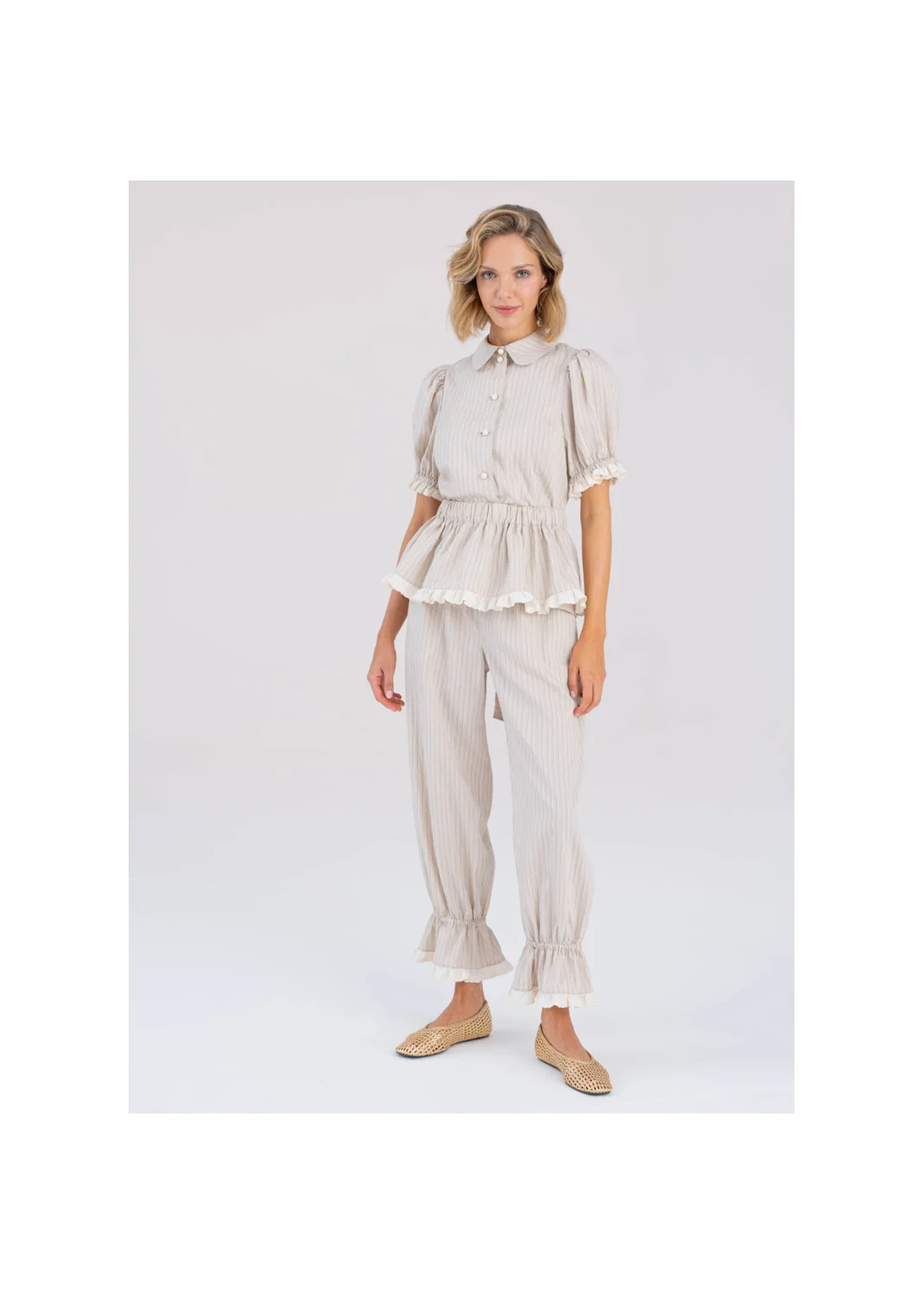 LEYLA trousers striped beige - 194489