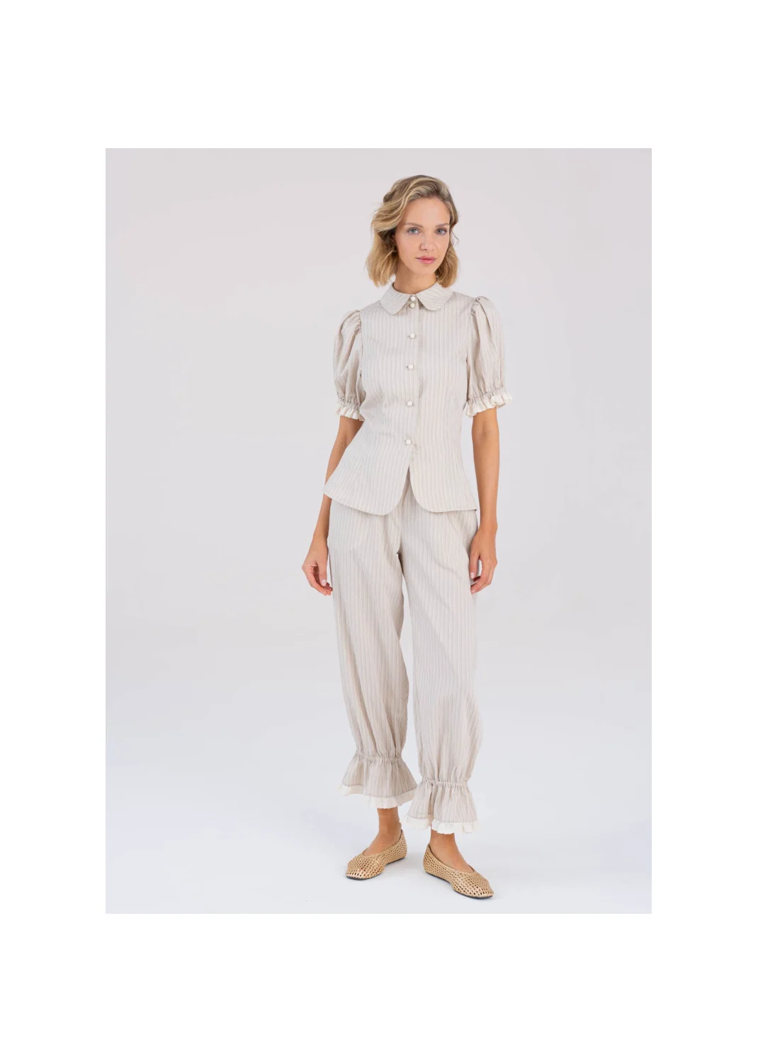  LEYLA blouse, beige stripes - 194472