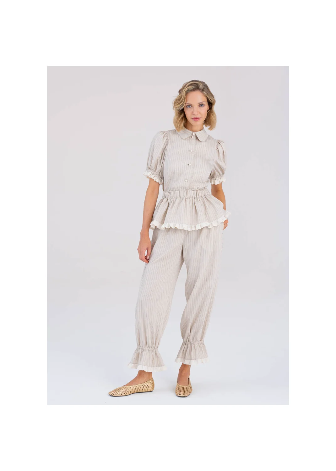  LEYLA blouse, beige stripes - 194478